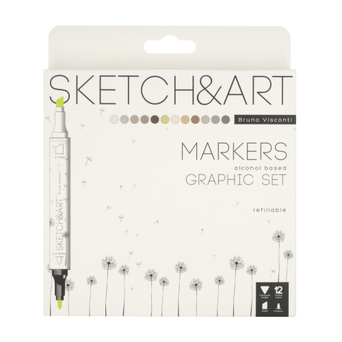 Набор маркеров для скетчинга 12цв двустор BV 22-0076/03 Sketch&art  Графика(Уценка ср.гд до 01.25)