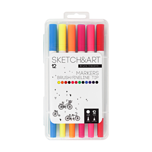 Набор маркеров для скетчинга 12цв двустор BV 22-0082 пласт футляр
