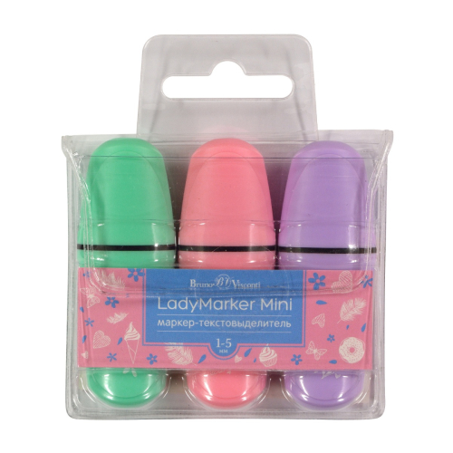 Набор текстмаркеров мини 3цв BV 22-0066 Ladymarker пастель