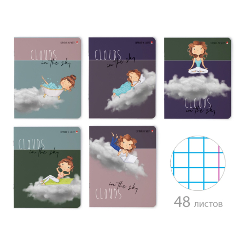 Тетрадь 48л рис Девочка в облаках 7-48-1070 Альт софт тач